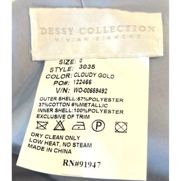 Dessy Collection Womens Park Avenue Brocade Cloudy Gold High Low Size 0 NWT - Picture 5 of 8